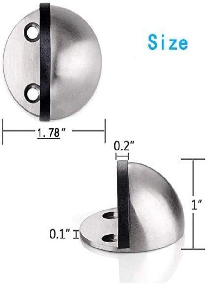 Floor Door Stoppers, 4 Pack Stainless Steel Door Stops Oval Floor Mounted with Screws and Self-Adhesive Pads- Sound Dampening Rubber Buffer, Durable for Home  Office Use - Image 4